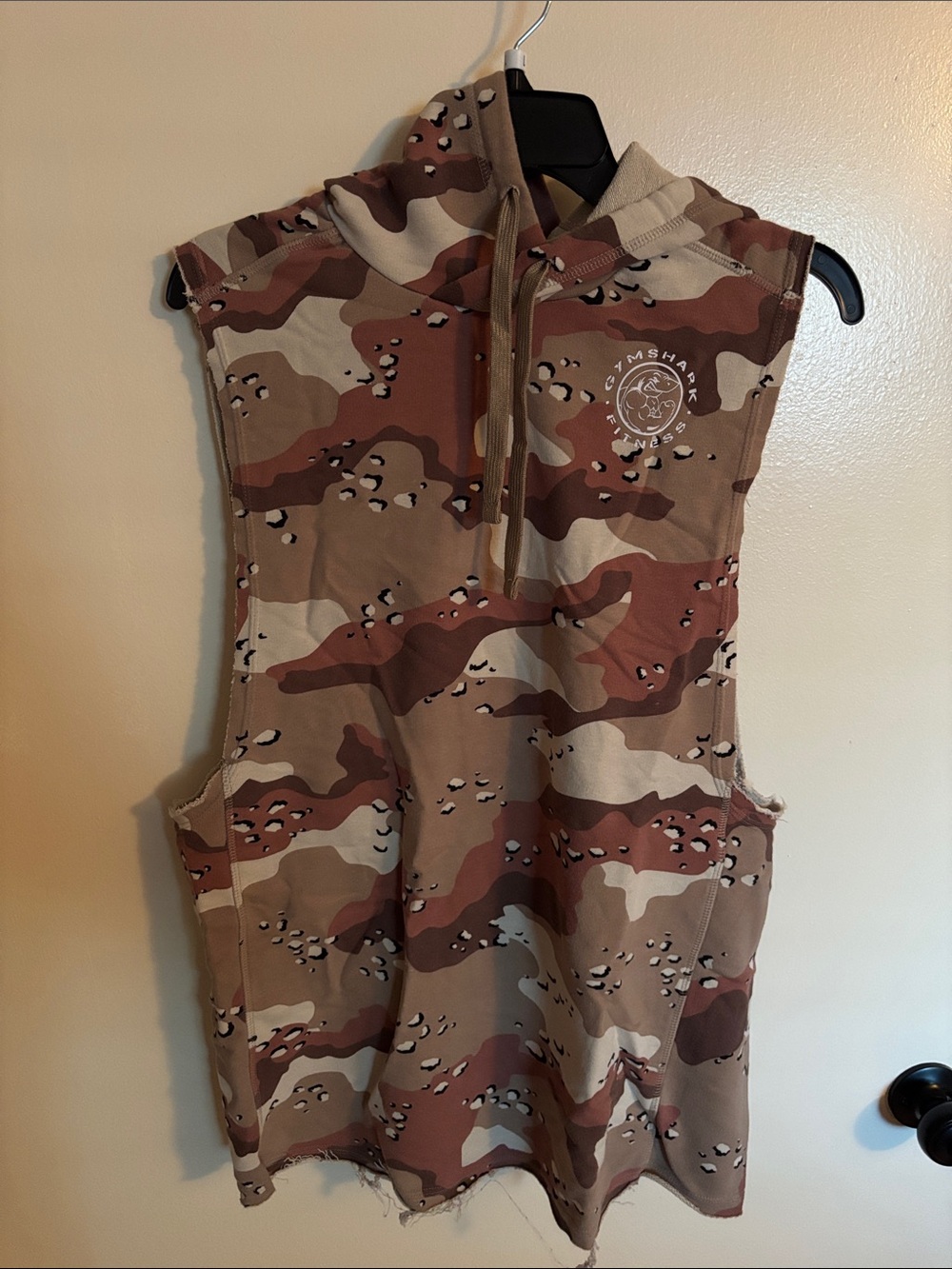 Gymshark Sleeveless Hoodie Tank with Brown Camo Print
